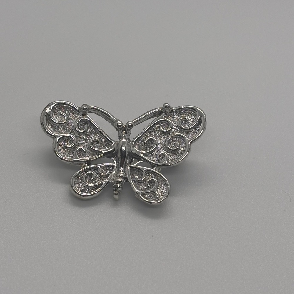 Silver Tone Butterfly Brooch Rhinestone Enamel‎ Pin Women Accessory